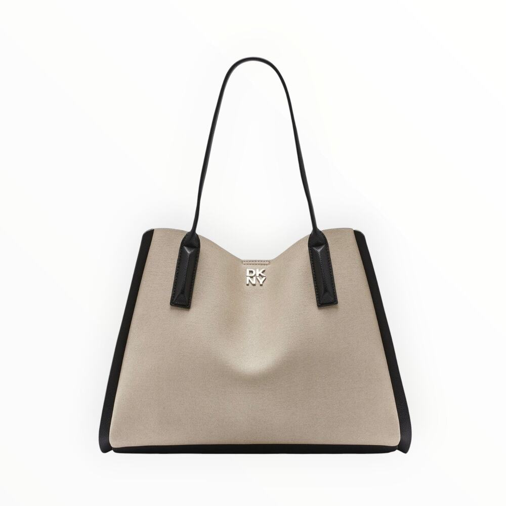 DKNY Canvas Tote Bag with Leather Accents